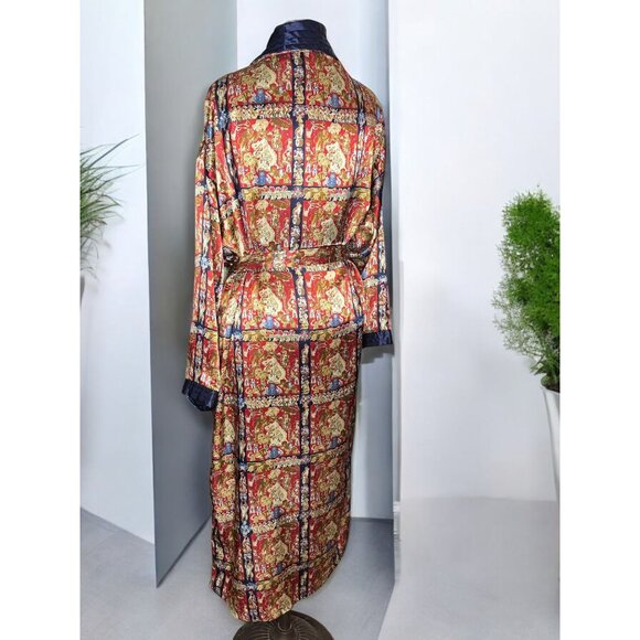 Vintage Victoria's Secret Gold Label Long Belted Floral Satin Robe - Picture 7 of 13